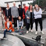 Archiopelago Script Lab 2019 Fr v. Jo Widerberg, Alexe Landgren, Anna Nolskog, Johan Wåhlin, Måns Ahlin, Allie Karlsson, Lisa Meyer, Mervi Junkkonen, Soni Jorgensen och katten Frida.