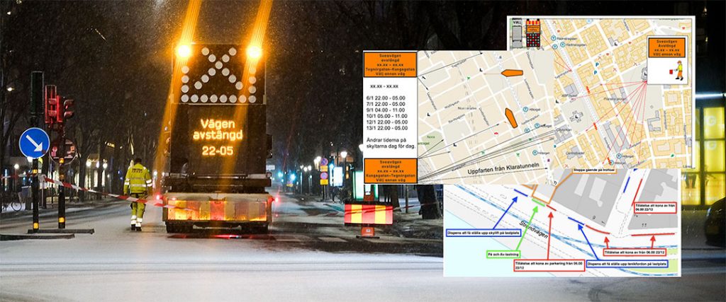 Sveavägen avspärrad för trafik. (Foto: Daniel Chilla)
