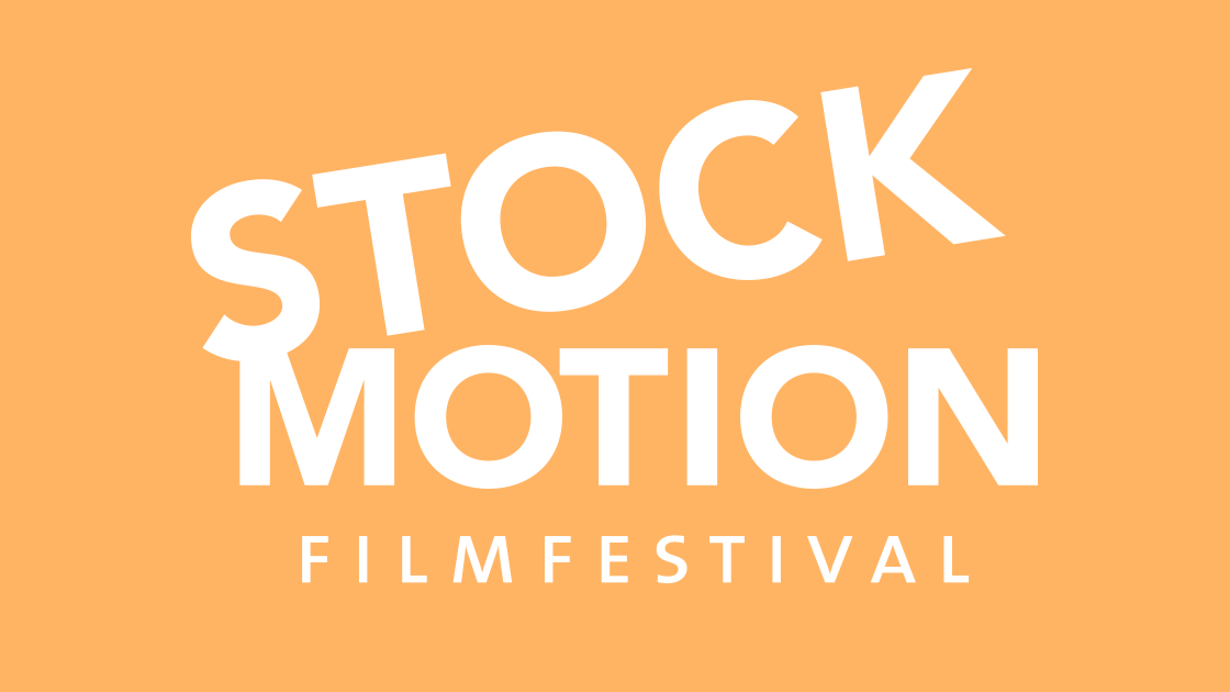 Syntolkning: Bild med logotypen för STOCKmotion filmfestival.